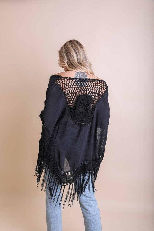 Crochet Medallion Tassel Kimono - Leo’s Look Your Best