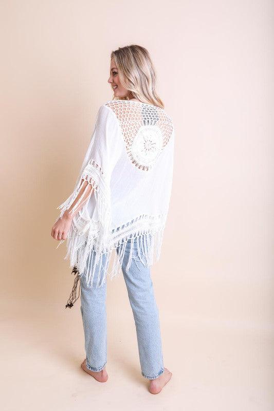 Crochet Medallion Tassel Kimono - Leo’s Look Your Best