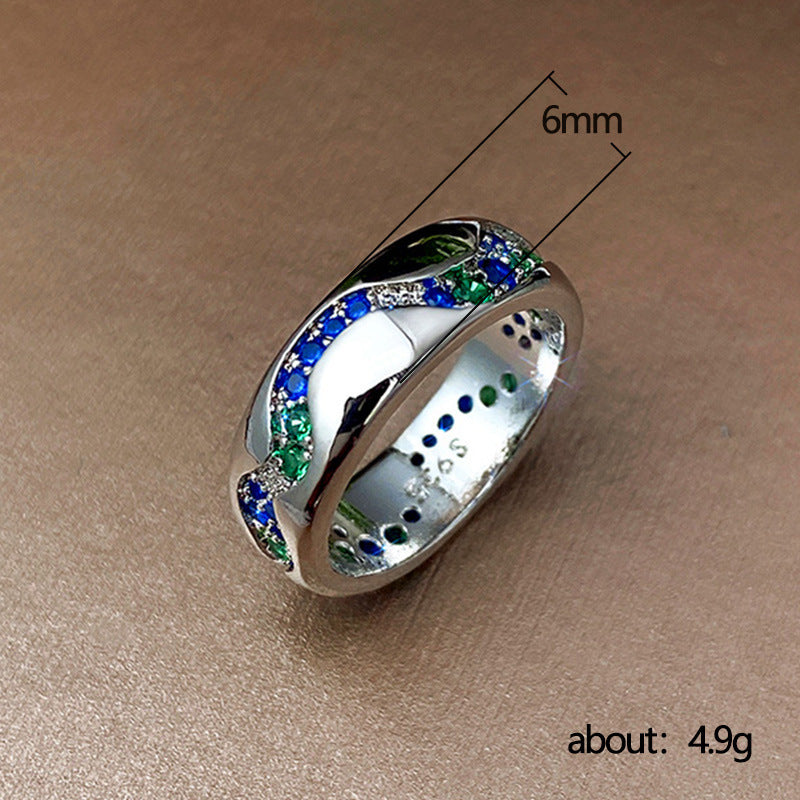 Blue-green Zircon Couple Ring