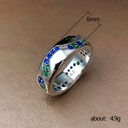 Blue-green Zircon Couple Ring