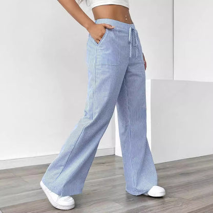 New Striped Trousers Casual Versatile Loose Wide Leg