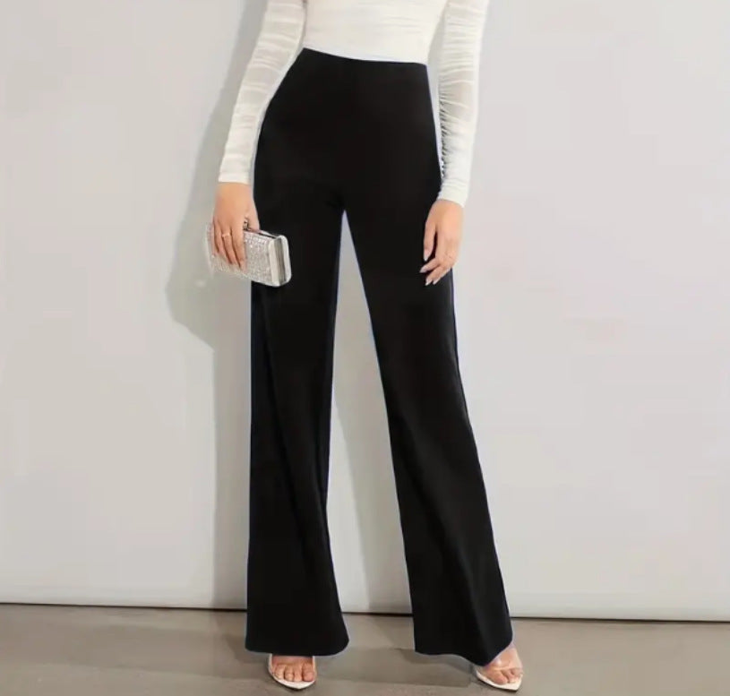 High Waist Casual Solid Color Straight-leg Trousers Four Seasons Stretch