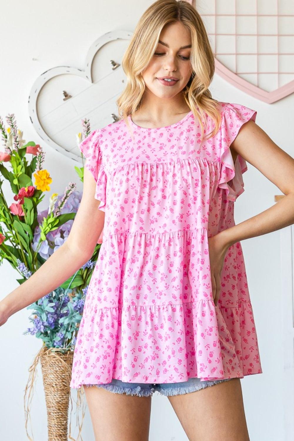 Heimish Full Size Floral Ruffled Tiered Top - Leo’s Look Your Best