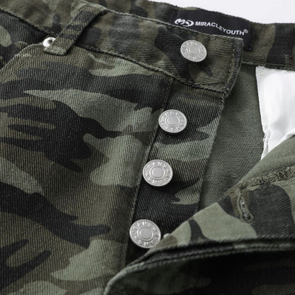 Vintage Street Trendy Camouflage Workwear Trousers