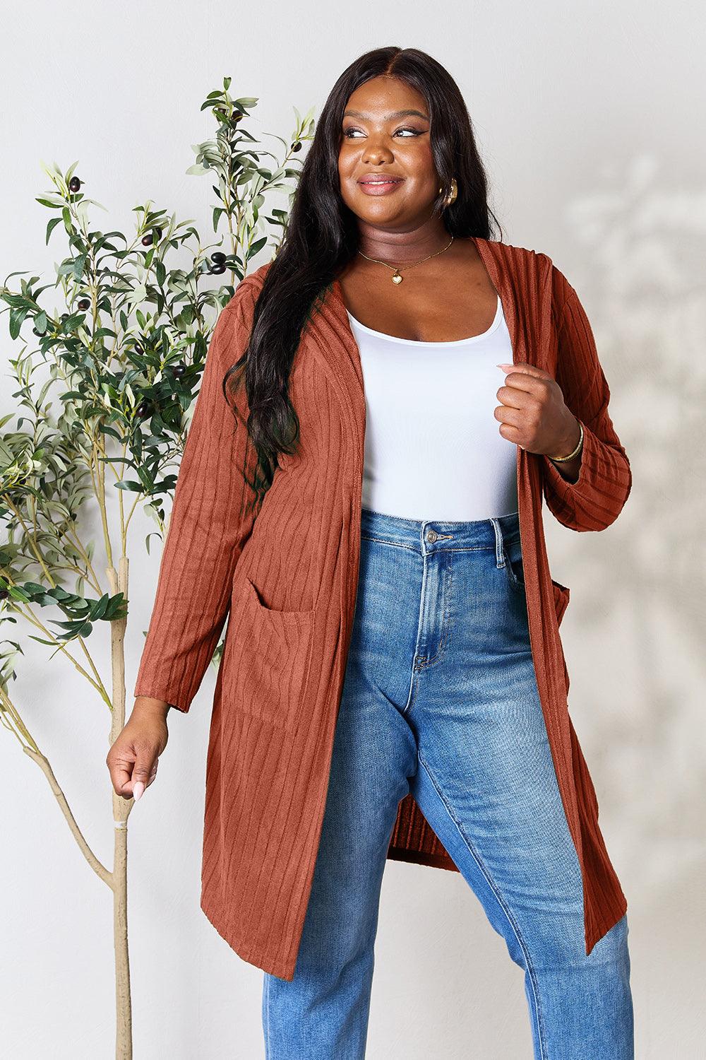 Basic Bae Full Size Hooded Sweater Cardigan - Leo’s Look Your Best