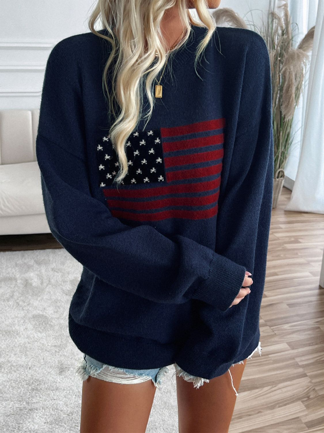 Round Neck Long Sleeve Knit Top