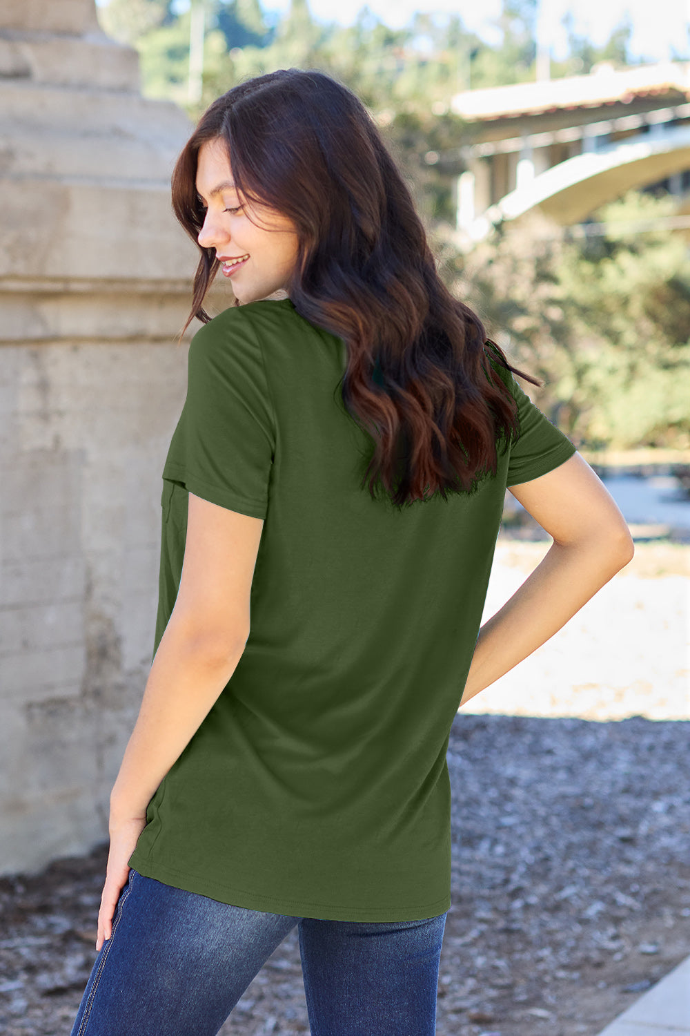 Basic Bae Full Size V-Neck Short Sleeve T-Shirt - Leo’s Look Your Best 