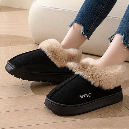 Cozy Plush Soft Slippers Shoes For Women Non-Slip Platform Shoes With Faux Fur Lining Mute Sole And Comfortable Fit For Indoor Wear - Leo’s Look Your Best 