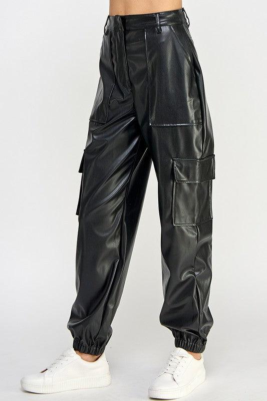 Relaxed Vegan Leather Cargo Pants - Leo’s Look Your Best
