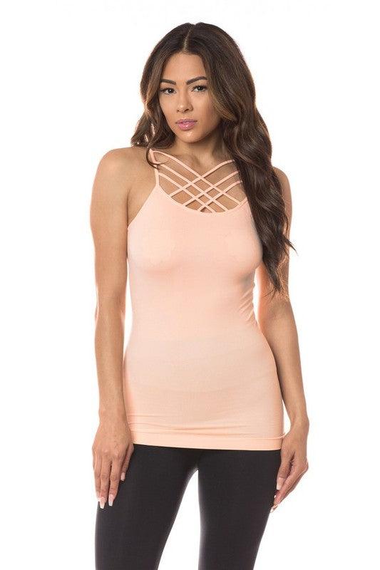 Womens Seamless Triple Criss-Cross Front Cami - Leo’s Look Your Best