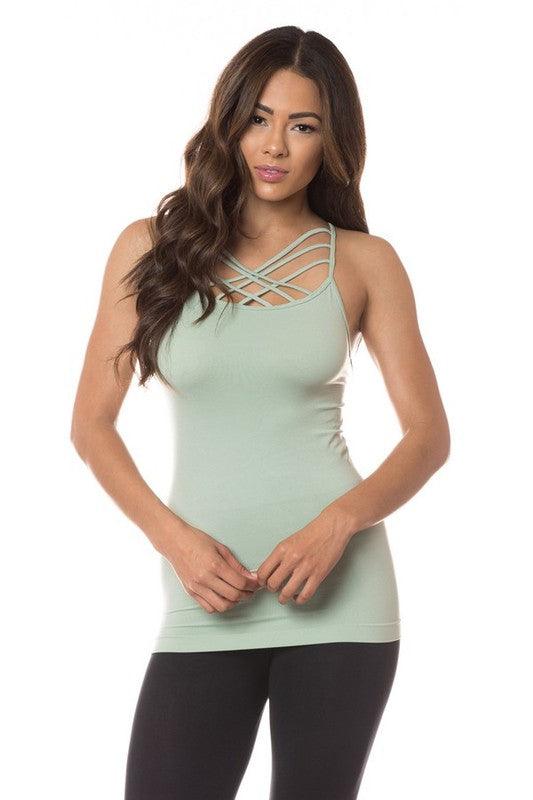 Womens Seamless Triple Criss-Cross Front Cami - Leo’s Look Your Best