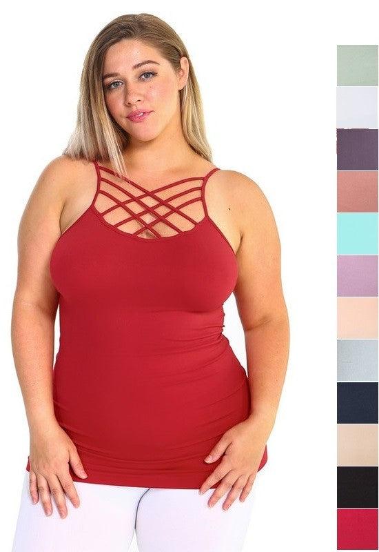 Womens Seamless Triple Criss-Cross Front Cami - Leo’s Look Your Best