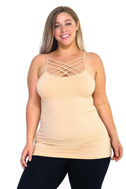 Womens Seamless Triple Criss-Cross Front Cami - Leo’s Look Your Best