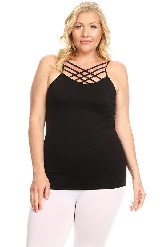 Womens Seamless Triple Criss-Cross Front Cami - Leo’s Look Your Best
