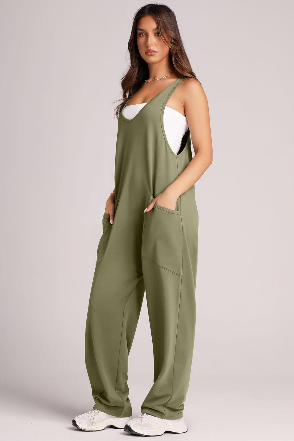 Lovelet V-Neck Wide Strap Overalls - Leo’s Look Your Best