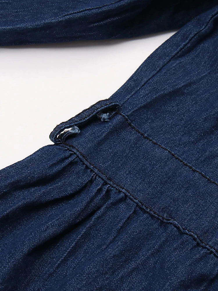 Denim Dress Patchwork belted dress