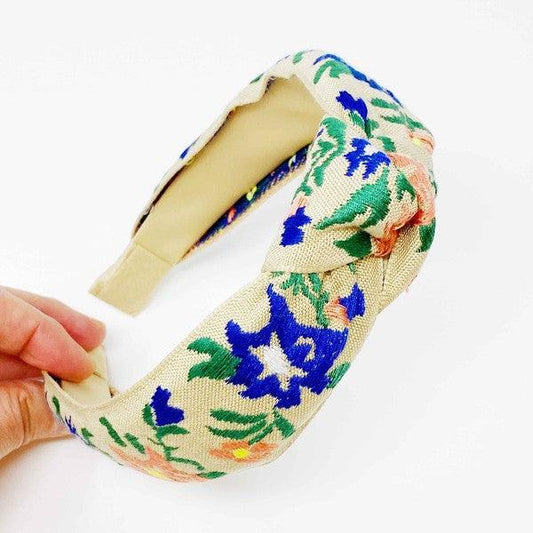 French Floral Embroidered Headband - Leo’s Look Your Best