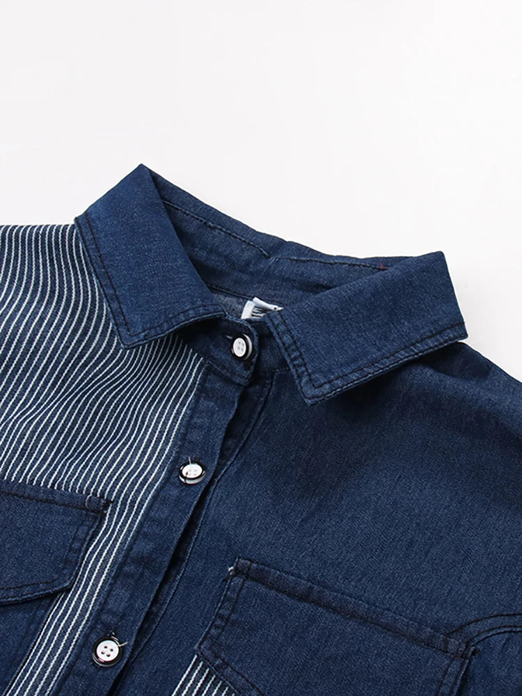 Denim Dress Patchwork belted dress