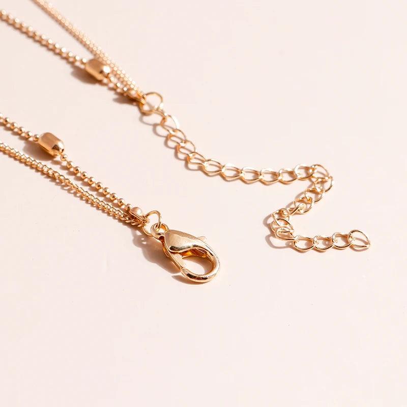 Romantic Cross Pendants Necklace for Women Gold Silver Color Multilayered Oval Beads Chain Necklace Minimalism Female Jewelry - Leo’s Look Your Best 