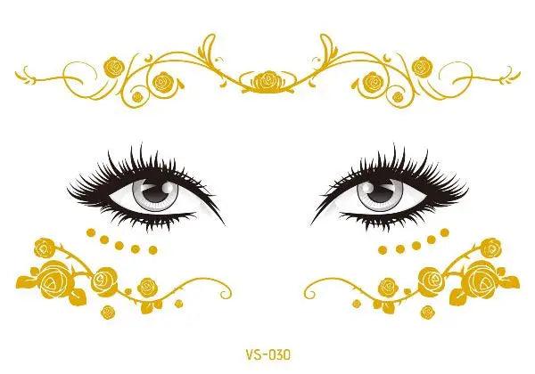 Face Metallic Temporary Tattoo Sticker,Face Gold Temporary Transfer Tattoo Freckle Sticker for Women Girls Makeup Dancer Parties - Leo’s Look Your Best 