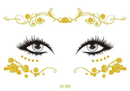 Face Metallic Temporary Tattoo Sticker,Face Gold Temporary Transfer Tattoo Freckle Sticker for Women Girls Makeup Dancer Parties - Leo’s Look Your Best 