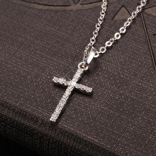 Fashion Cross Pendants dropshipping Golden Silver Color Crystal Cross Pendant Necklace Jewelry For Men/Women Wholesale - Leo’s Look Your Best 