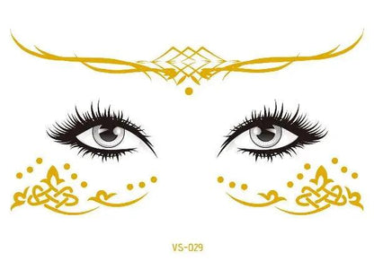 Face Metallic Temporary Tattoo Sticker,Face Gold Temporary Transfer Tattoo Freckle Sticker for Women Girls Makeup Dancer Parties - Leo’s Look Your Best 