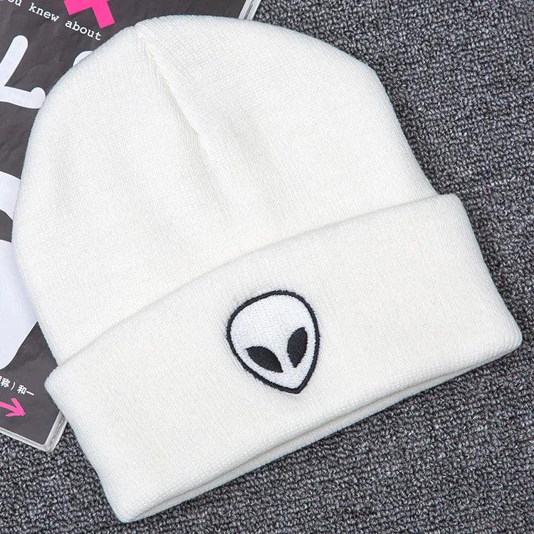 New Alien Embroidered Street Skull Knitted Hat Outdoor Ghost Head Warm Woolen Hat in Autumn and Winter - Leo’s Look Your Best 