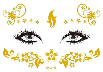 Face Metallic Temporary Tattoo Sticker,Face Gold Temporary Transfer Tattoo Freckle Sticker for Women Girls Makeup Dancer Parties - Leo’s Look Your Best 