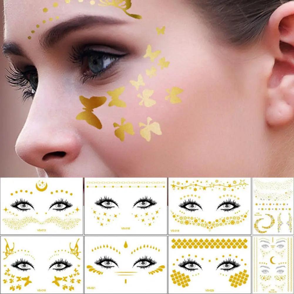 8Pcs/Set Tattoo Sticker Glitter 3D Effect Skin-Friendly Halloween Face Temporary Tattoo Freckle Sticker for Female - Leo’s Look Your Best 