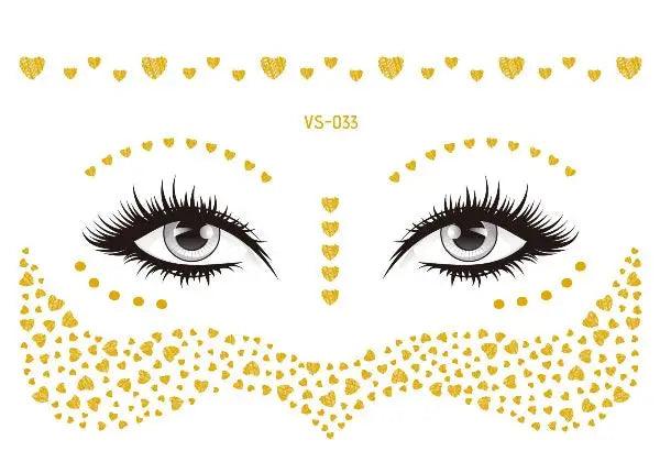 Face Metallic Temporary Tattoo Sticker,Face Gold Temporary Transfer Tattoo Freckle Sticker for Women Girls Makeup Dancer Parties - Leo’s Look Your Best 