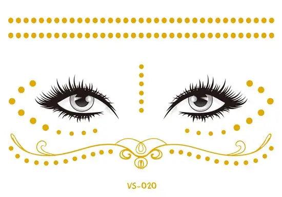 Face Metallic Temporary Tattoo Sticker,Face Gold Temporary Transfer Tattoo Freckle Sticker for Women Girls Makeup Dancer Parties - Leo’s Look Your Best 