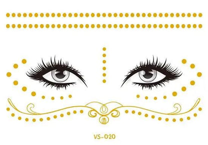 Face Metallic Temporary Tattoo Sticker,Face Gold Temporary Transfer Tattoo Freckle Sticker for Women Girls Makeup Dancer Parties - Leo’s Look Your Best 