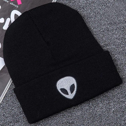 New Alien Embroidered Street Skull Knitted Hat Outdoor Ghost Head Warm Woolen Hat in Autumn and Winter - Leo’s Look Your Best 