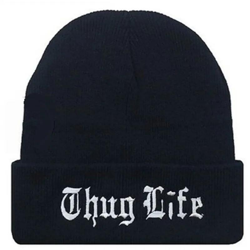 2021 New West Beach Gangsta THUG LIFE Winter Warm Fashion Beanies Knitted Bonnet Skullies Caps Hip Hop Gorros Knit Hat Bonnets - Leo’s Look Your Best 