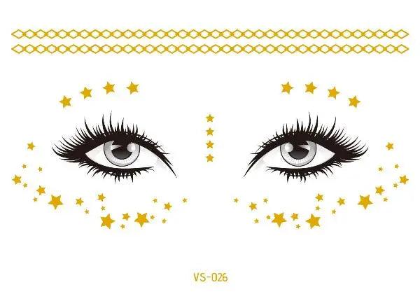 Face Metallic Temporary Tattoo Sticker,Face Gold Temporary Transfer Tattoo Freckle Sticker for Women Girls Makeup Dancer Parties - Leo’s Look Your Best 