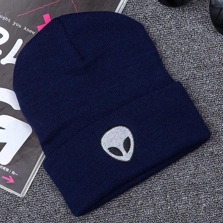 New Alien Embroidered Street Skull Knitted Hat Outdoor Ghost Head Warm Woolen Hat in Autumn and Winter - Leo’s Look Your Best 