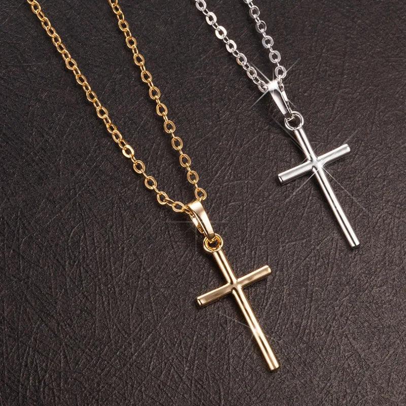 Fashion Cross Pendants dropshipping Golden Silver Color Crystal Cross Pendant Necklace Jewelry For Men/Women Wholesale - Leo’s Look Your Best 