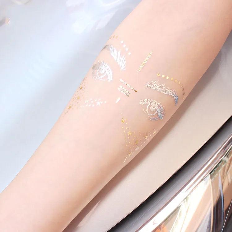 Glitter gold bronzing sticker for face makeup mixed size star moon shape gold silver instant Freckles temporary tattoo RA015 - Leo’s Look Your Best 