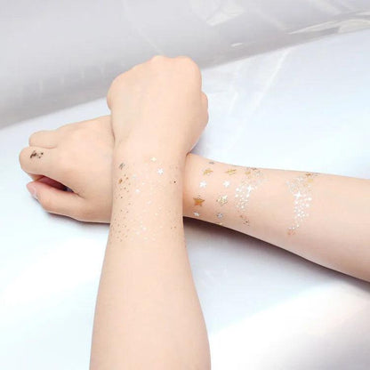 Glitter gold bronzing sticker for face makeup mixed size star moon shape gold silver instant Freckles temporary tattoo RA015 - Leo’s Look Your Best 