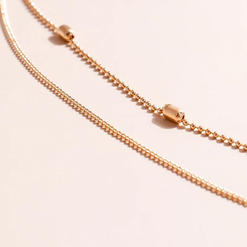 Romantic Cross Pendants Necklace for Women Gold Silver Color Multilayered Oval Beads Chain Necklace Minimalism Female Jewelry - Leo’s Look Your Best 