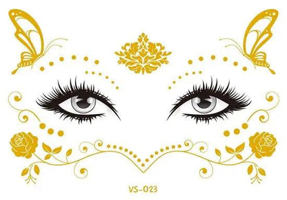 Face Metallic Temporary Tattoo Sticker,Face Gold Temporary Transfer Tattoo Freckle Sticker for Women Girls Makeup Dancer Parties - Leo’s Look Your Best 