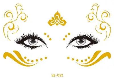 Face Metallic Temporary Tattoo Sticker,Face Gold Temporary Transfer Tattoo Freckle Sticker for Women Girls Makeup Dancer Parties - Leo’s Look Your Best 