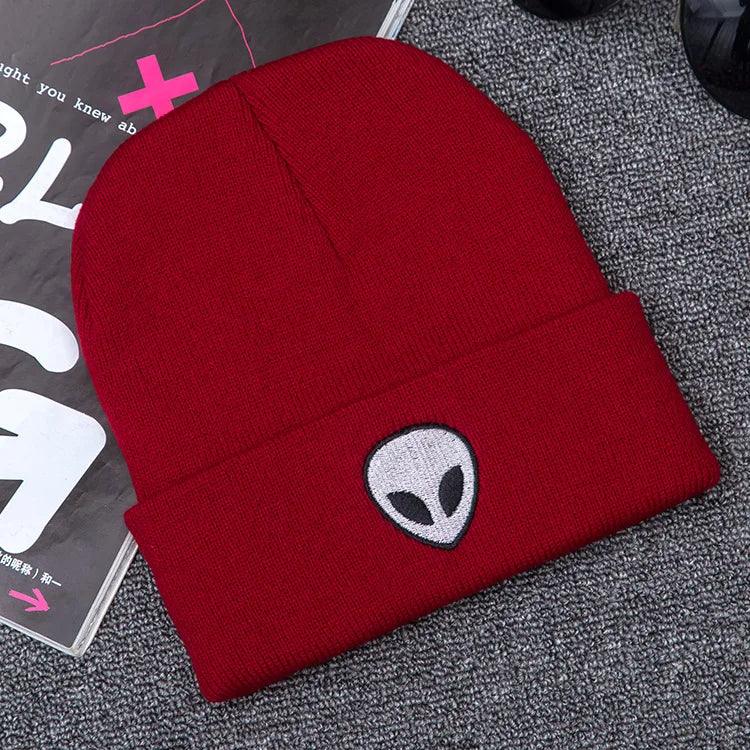 New Alien Embroidered Street Skull Knitted Hat Outdoor Ghost Head Warm Woolen Hat in Autumn and Winter - Leo’s Look Your Best 