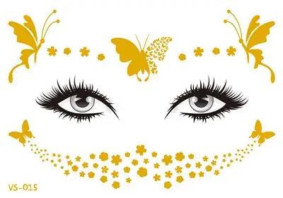 Face Metallic Temporary Tattoo Sticker,Face Gold Temporary Transfer Tattoo Freckle Sticker for Women Girls Makeup Dancer Parties - Leo’s Look Your Best 