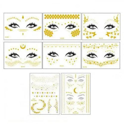 8Pcs/Set Tattoo Sticker Glitter 3D Effect Skin-Friendly Halloween Face Temporary Tattoo Freckle Sticker for Female - Leo’s Look Your Best 