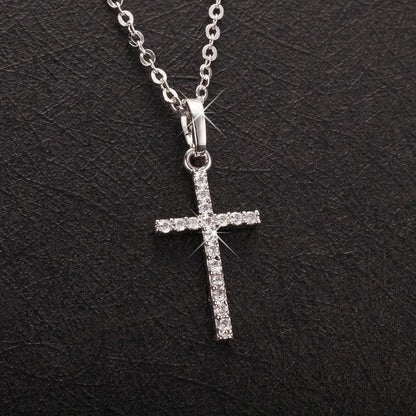 Fashion Cross Pendants dropshipping Golden Silver Color Crystal Cross Pendant Necklace Jewelry For Men/Women Wholesale - Leo’s Look Your Best 