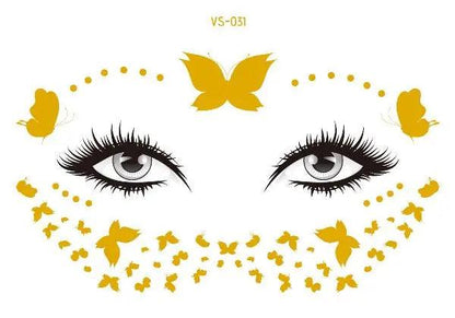 Face Metallic Temporary Tattoo Sticker,Face Gold Temporary Transfer Tattoo Freckle Sticker for Women Girls Makeup Dancer Parties - Leo’s Look Your Best 