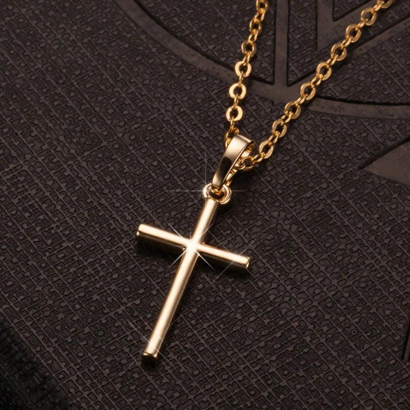 Fashion Cross Pendants dropshipping Golden Silver Color Crystal Cross Pendant Necklace Jewelry For Men/Women Wholesale - Leo’s Look Your Best 