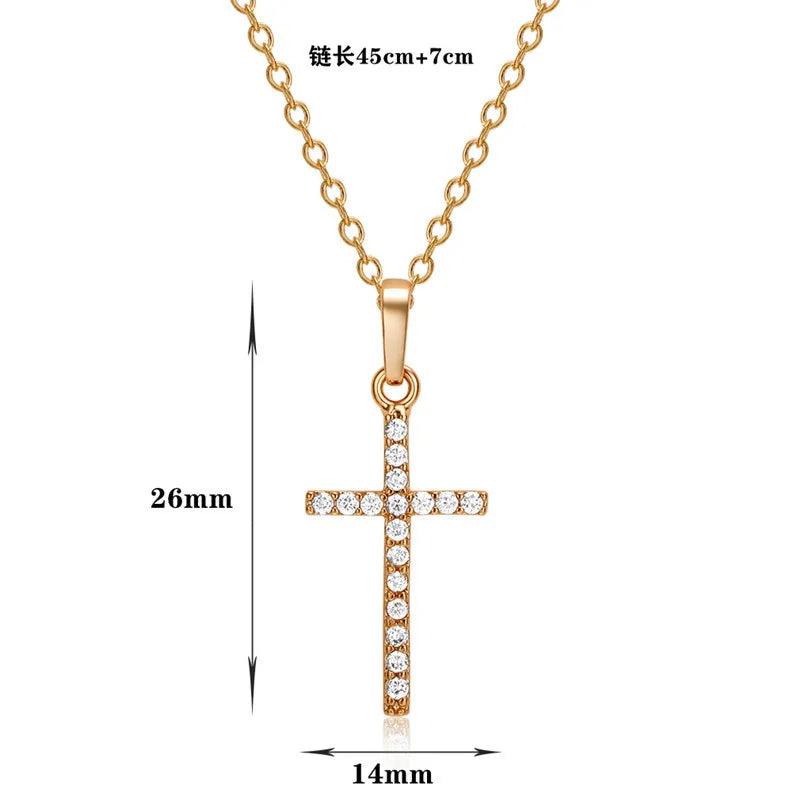 Fashion Cross Pendants dropshipping Golden Silver Color Crystal Cross Pendant Necklace Jewelry For Men/Women Wholesale - Leo’s Look Your Best 